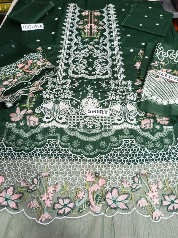 Cotton Heavy Embroidered Dress With Embroidered Chiffon Dupatta (Unstitched) (DRL-2430)