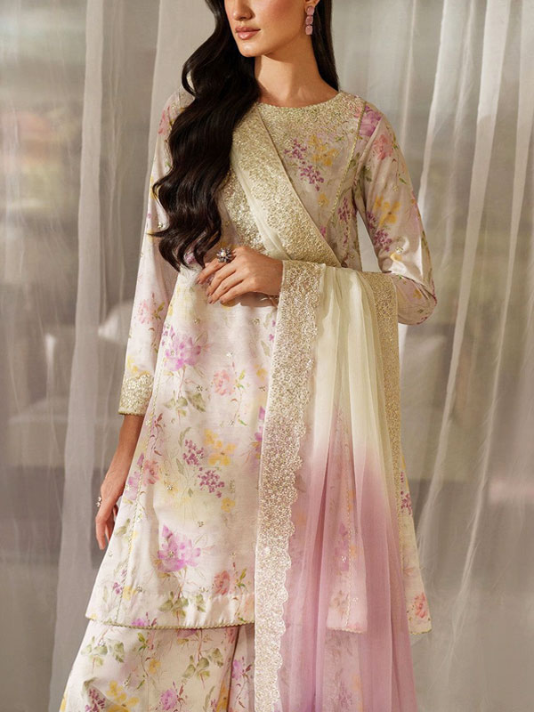 Luxury Printed Lawn Embroidered Dress With Tie & Die Chiffon Embroidered Dupatta (Unstitched) (DRL-2432)