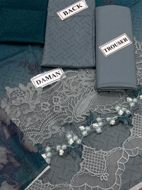 Elegent Lawn Heavy Embroidered Dress Wilk Silk Printed Dupatta (Unstitched) (DRL-2433)