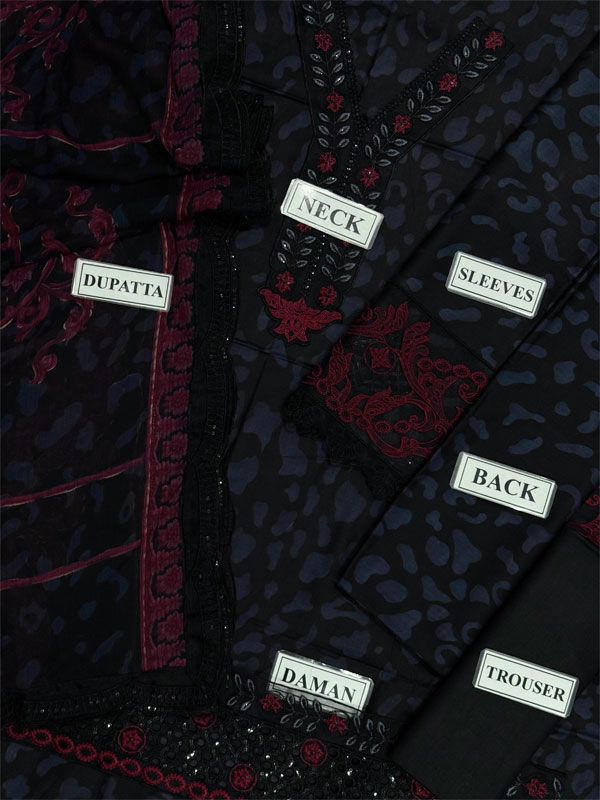 LUXURY Lawn Heavy Embroidered Dress With Chiffon Embroidered Dupatta (Unstitched) (DRL-2435)