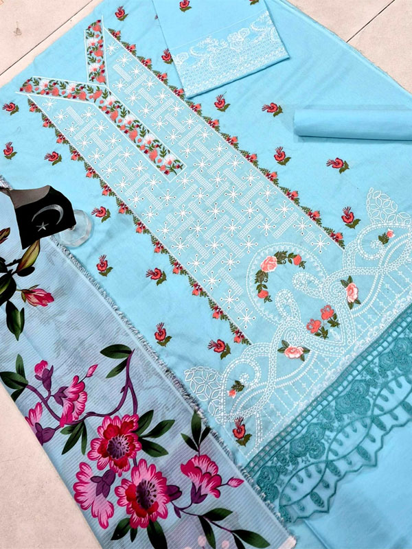 Lawn Heavy Embroidered Dress Printed Banadora Dupatta (Unstitched) (DRL-2437)