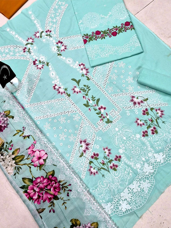 Boring Chicken Karri Lawn Embroidered Dress With Digital Printed Dupatta (Unstitched) (DRL-2438)