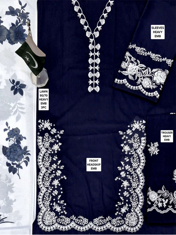 Lawn Heavy Embroidered Dress With Digital Printed Dupatta (Unstitched) (DRL-2439)