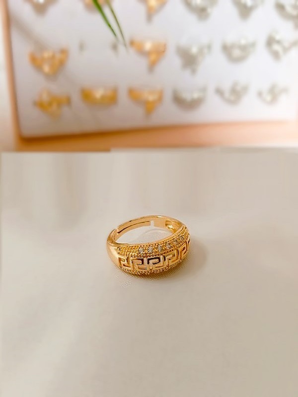 Gold Plated Adjustable Designer Zircon Ring (ZV:141210)