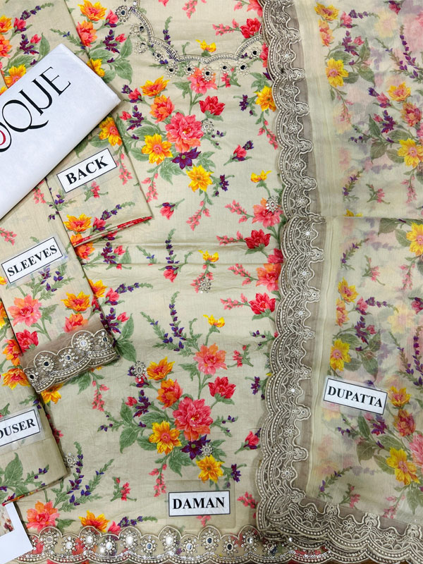 Premium Lawn Heavy Embroidered Dress With 4 Sided Chiffon Embroidered Dupatta (Unstitched) (DRL-2441)