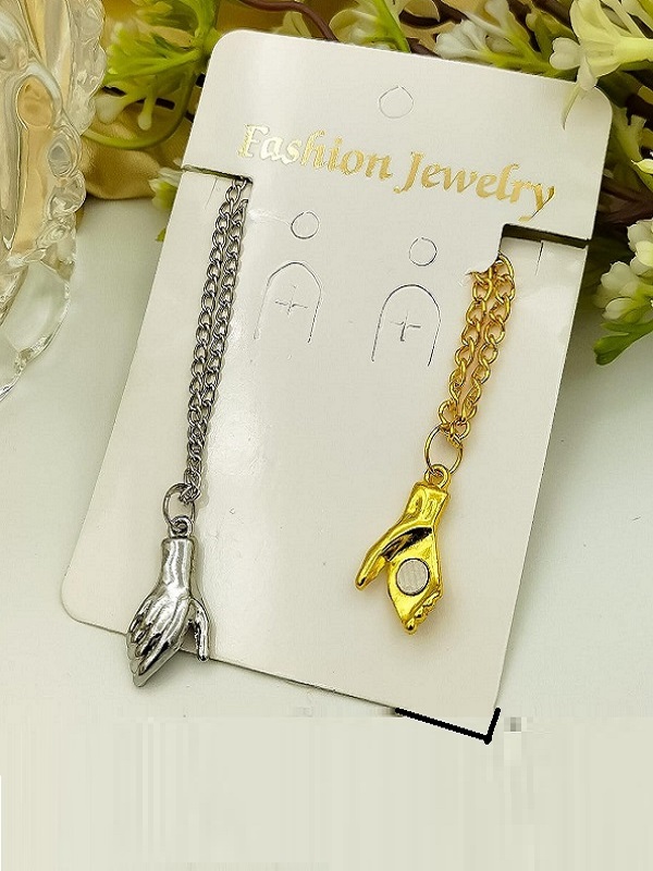 Love Two-Tone Handshake Pendant Necklace Set (ZV:141454)