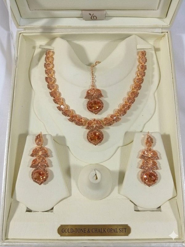 Zircon Necklace Set with Earrings & Bindia (ZV-104743)