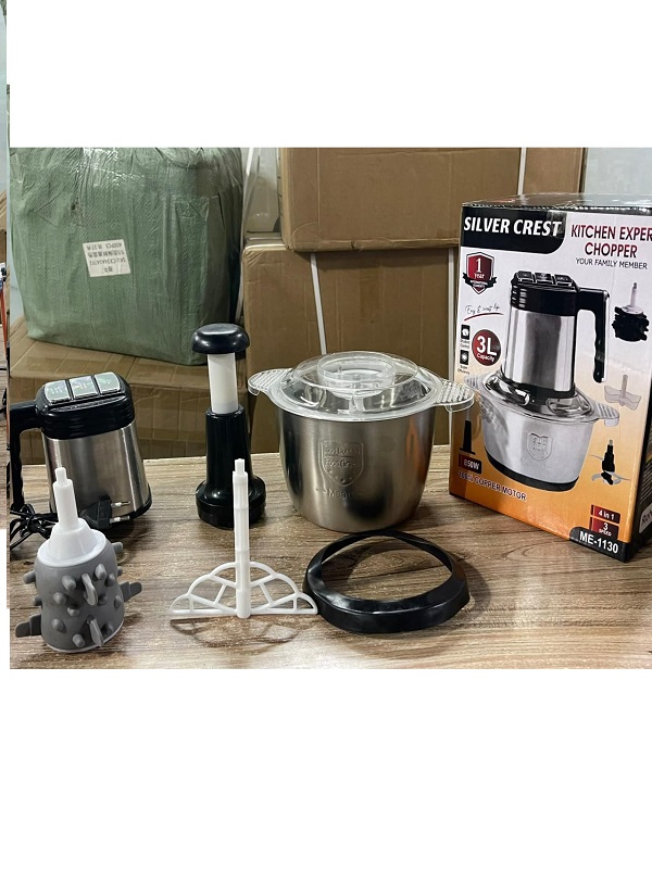 Silver Crest All-in-One 3L,  Electric Vegetable & Meat Chopper, Qeema Machine - Stainless Steel Bowl 
