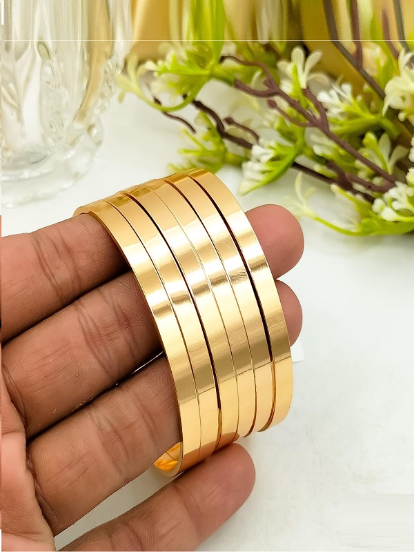 Gold Plated 6 Bangles Set For Daily Use (ZV:9301)