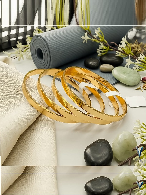 Gold Plated 6 Bangles Set For Daily Use (ZV:9301)