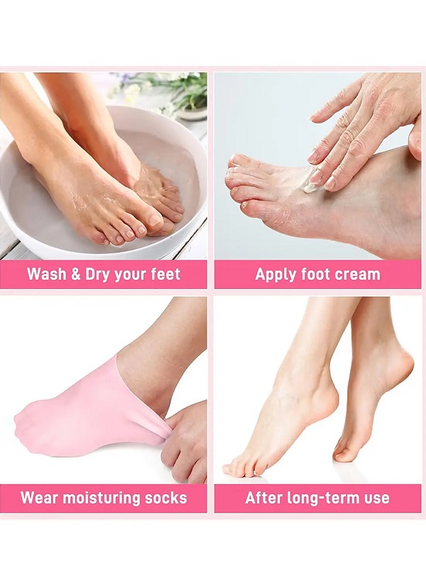 Silicone Foot Moisturizing Socks - Anti-Crack Spa Gel Socks for Soft & Smooth Heels
