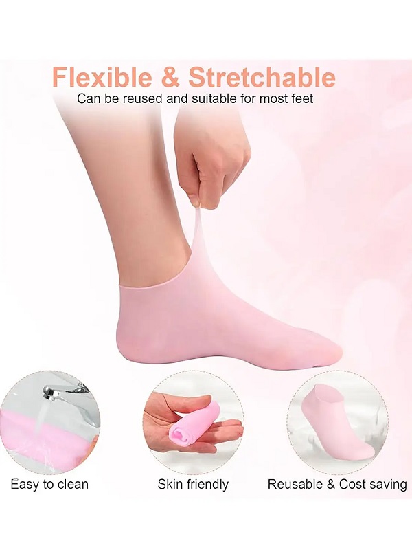 Silicone Foot Moisturizing Socks - Anti-Crack Spa Gel Socks for Soft & Smooth Heels