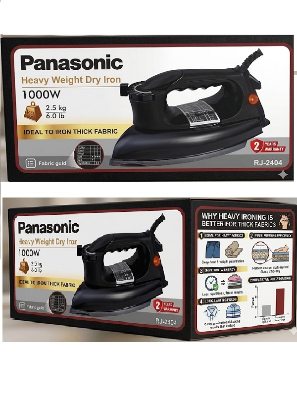 Panasonic Heavy Duty Electric Dry Iron (1000W) | Black Turbo RJ-2404