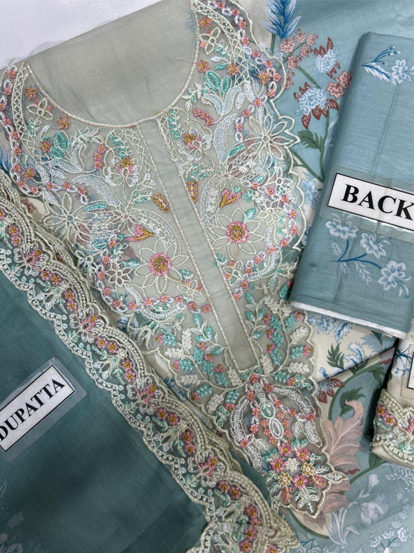 Heavy Embroidered Lawn Dress With 4-Sided Chiffon Embroidered Dupatta (Unstitched) (DRL-2447)
