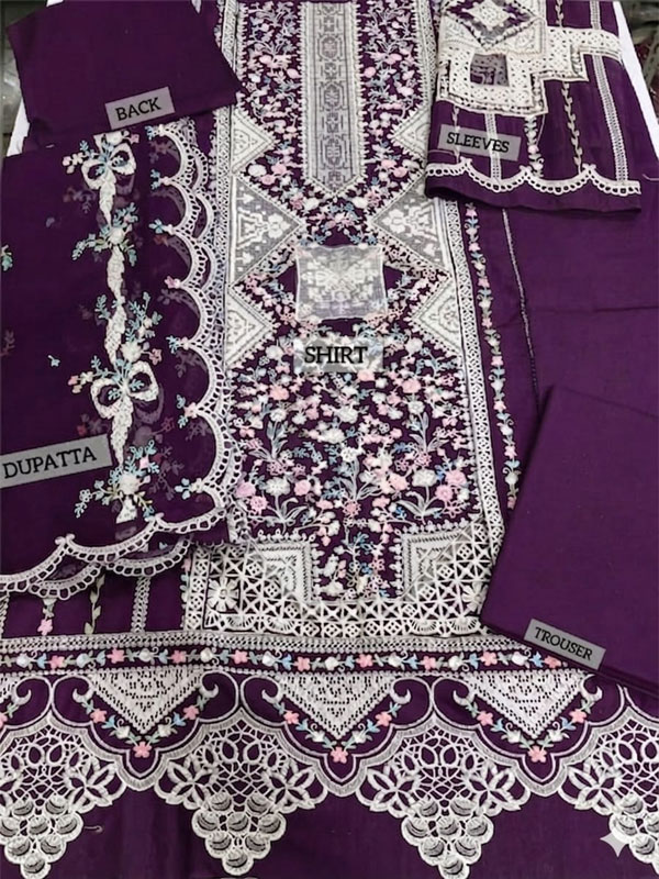 Cotton Lawn Heavy Embroidered Dress With Chiffon Embroidered Dupatta (Unstitched) (DRL-2448)