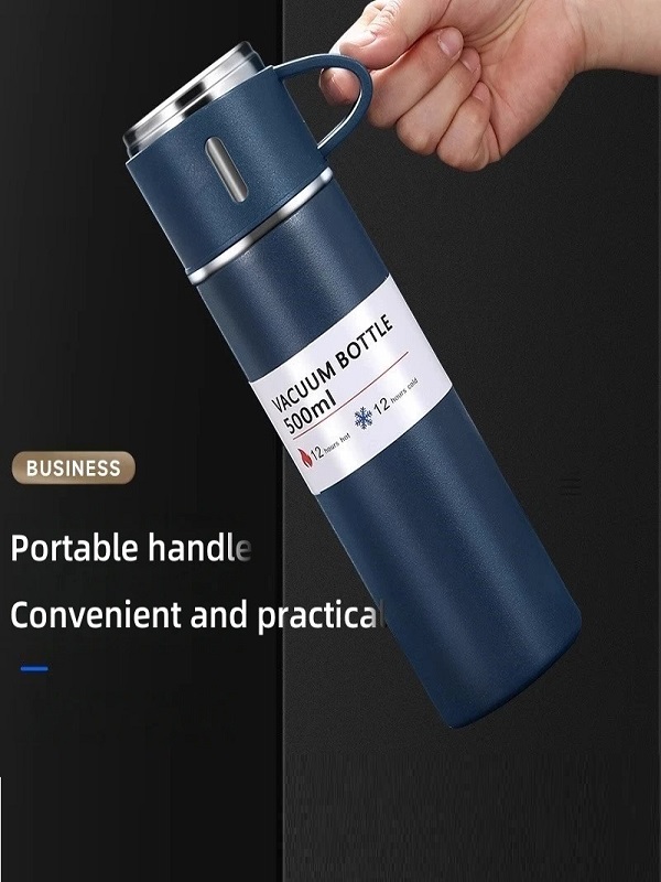 3 Cup Double-Layer Stainless Steel Vacuum Flask Travel Set 