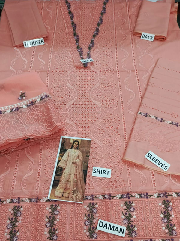Cotton Lawn Heavy Embroidered Dress With Chiffon Embroidered Dupatta (Unstitched) (DRL-2452)