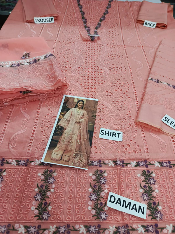 Cotton Lawn Heavy Embroidered Dress With Chiffon Embroidered Dupatta (Unstitched) (DRL-2452)