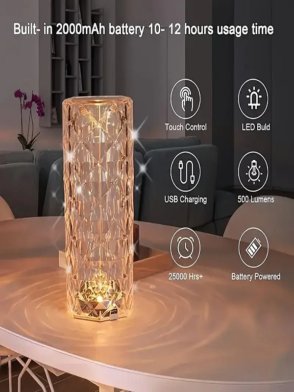 LED Crystal Lamp Rose Crystal Diamond Table Lamp