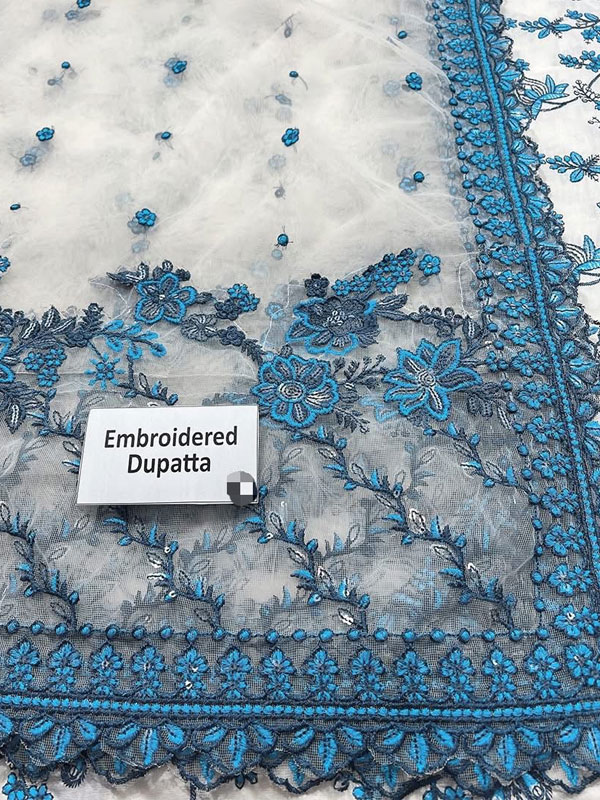 Elegent Heavy Embroidered Lawn Dress With 4 Sided Heavy Embroidered NET Dupatta (Unstitched) (DRL-2455)