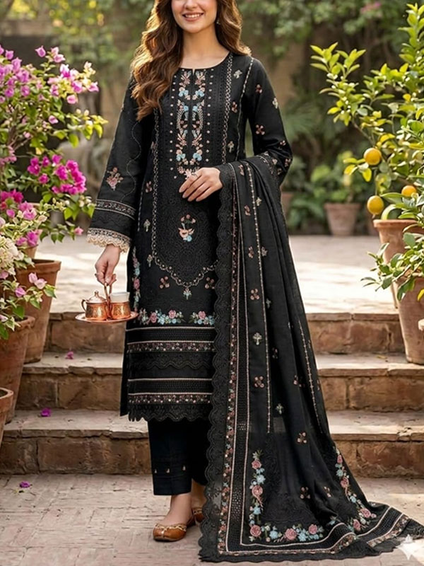 Cotton Lawn Heavy Embroidered Dress With Chiffon Embroidered Dupatta (Unstitched) (DRL-2458)