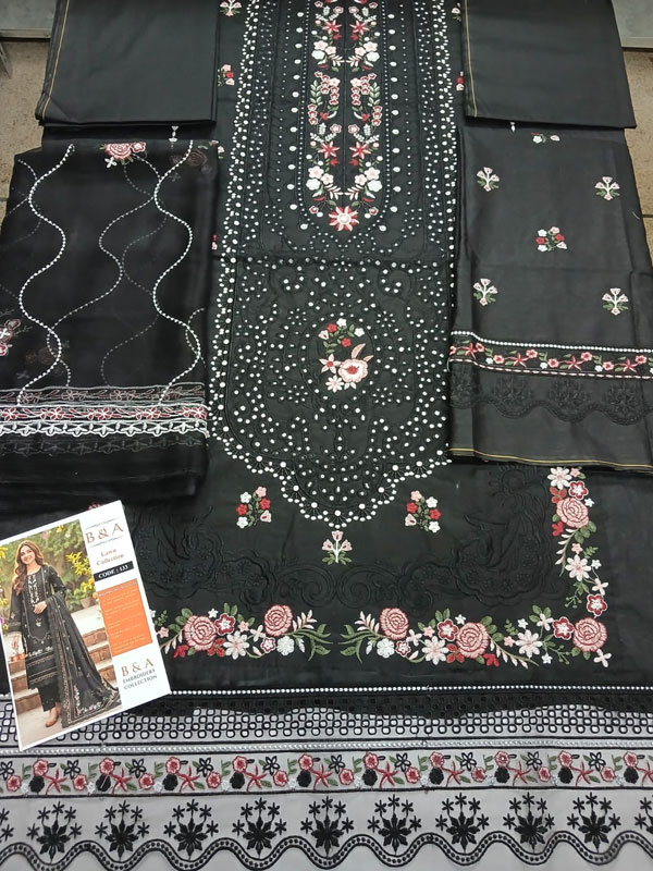 Cotton Lawn Heavy Embroidered Dress With Chiffon Embroidered Dupatta (Unstitched) (DRL-2458)