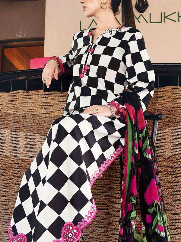 All Over Printed Lawn Dress With Embroidered Chiffon Dupatta (Unstitched) (DRL-2460)