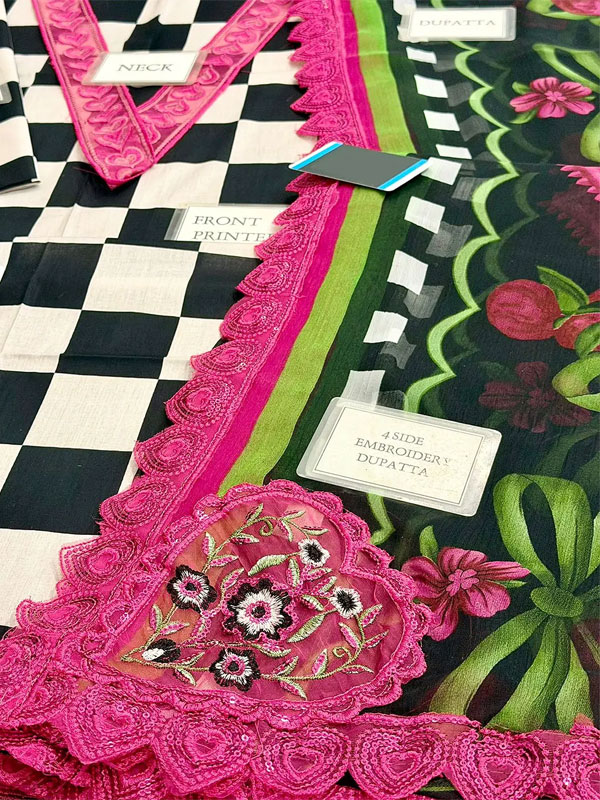 All Over Printed Lawn Dress With Embroidered Chiffon Dupatta (Unstitched) (DRL-2460)