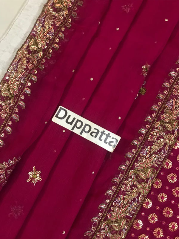 LUXURY Chiffon Adda Work Heavy Embroidered Dress With 4 Sided Embroidered Dupatta (Unstitched) (CHI-1100)