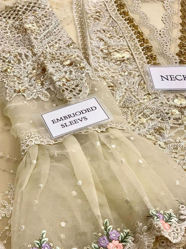Luxury Heavy Embroidered Organza Wedding Dress with NET Embroidered Dupatta (Unstitched) (CHI-1106)