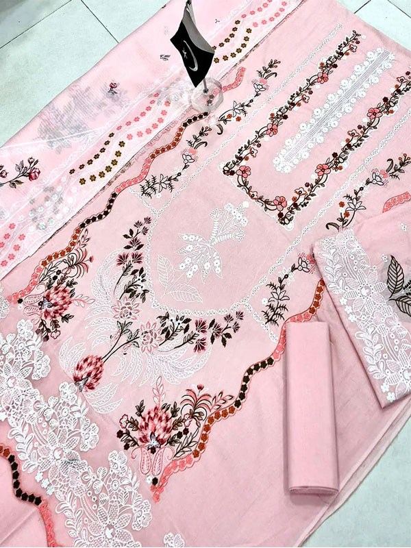 Aneelas Facny Cotton Heavy Embroidered Dress With Digital Print Dupatta 3 Pc Suit (Unstitched) (DRL-2480)