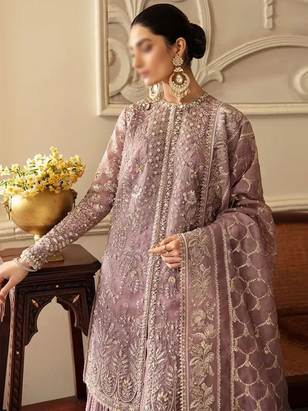 ORGANZA Heavy Hand Work Embroidered Wedding Dress With Organza Heavy Embroidered Dupatta With Inner (Unstitched) (CHI-1107)