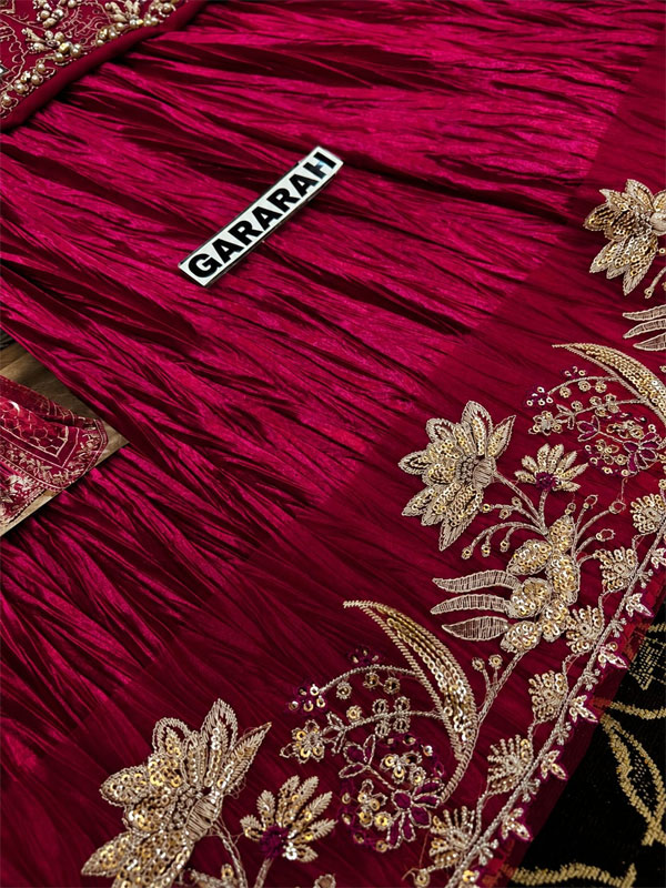 ORGANZA Heavy Hand Work Embroidered Wedding Dress With Organza Heavy Embroidered Dupatta With Inner (Unstitched) (CHI-1114)