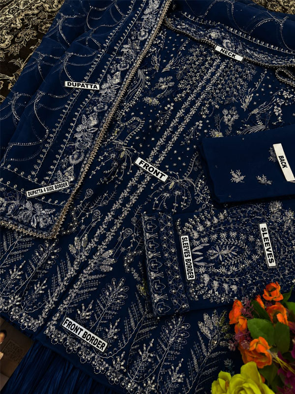 ORGANZA Heavy Hand Work Embroidered Wedding Dress With Organza Heavy Embroidered Dupatta With Inner (Unstitched) (CHI-1115)