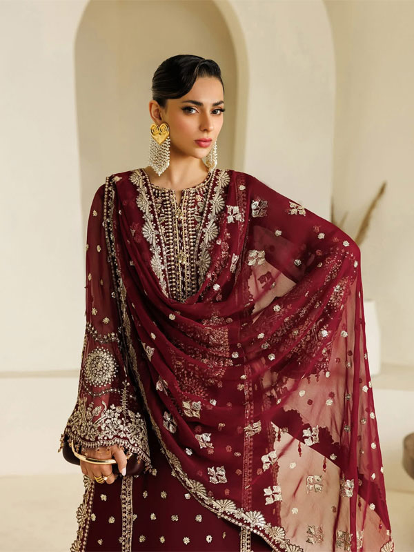 ALIZEH Chiffon Heavy Embroidered Dress With Chiffon Embroidered Dupatta (Unstitched) (CHI-1116)