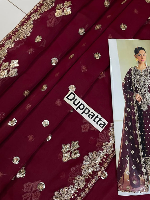 ALIZEH Chiffon Heavy Embroidered Dress With Chiffon Embroidered Dupatta (Unstitched) (CHI-1116)
