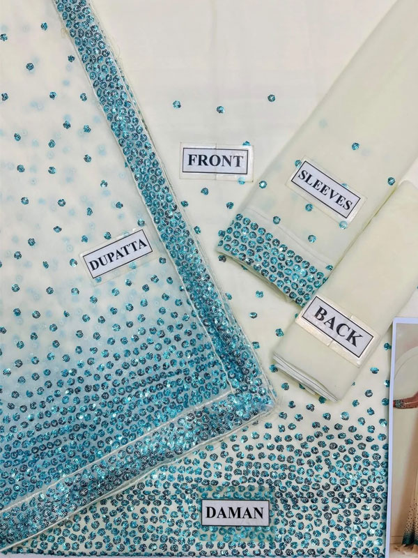 JAZMIN Heavy Embroidered Chiffon Dress With Embroidered Chiffon Dupatta (Unstitched) (CHI-1118)