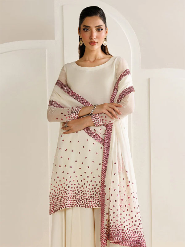 JAZMIN Heavy Embroidered Chiffon Dress With Embroidered Chiffon Dupatta (Unstitched) (CHI-1119)