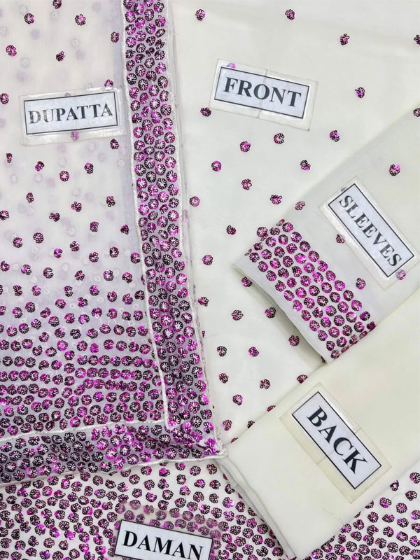 JAZMIN Heavy Embroidered Chiffon Dress With Embroidered Chiffon Dupatta (Unstitched) (CHI-1119)