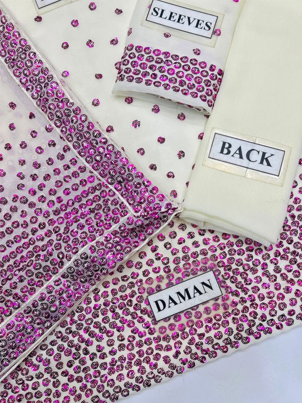 JAZMIN Heavy Embroidered Chiffon Dress With Embroidered Chiffon Dupatta (Unstitched) (CHI-1119)