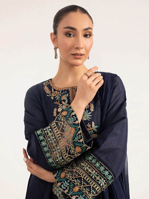 Elegant Chiffon Heavy Embroidered Party Wear Dress With Chiffon Embroidered Dupatta (Unstitched (CHI-1120)