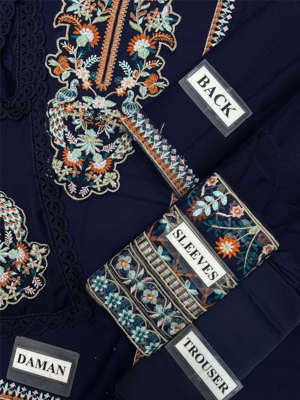 Elegant Chiffon Heavy Embroidered Party Wear Dress With Chiffon Embroidered Dupatta (Unstitched (CHI-1120)