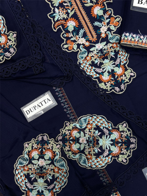 Elegant Chiffon Heavy Embroidered Party Wear Dress With Chiffon Embroidered Dupatta (Unstitched (CHI-1120)