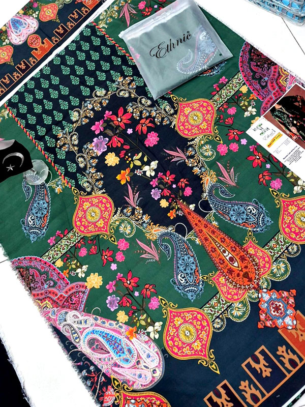Viscous Slub Digital Printed Long Kaftan Shirt (Unstitched) (DRL-2486)