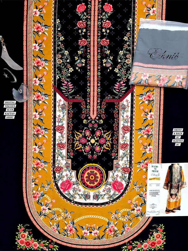 Ethnic Kafta Viscous Slub Digital Printed Long Kaftan (Unstitched) (DRL-2487)