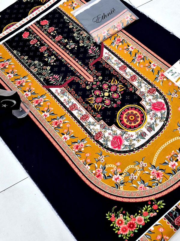 Ethnic Kafta Viscous Slub Digital Printed Long Kaftan (Unstitched) (DRL-2487)