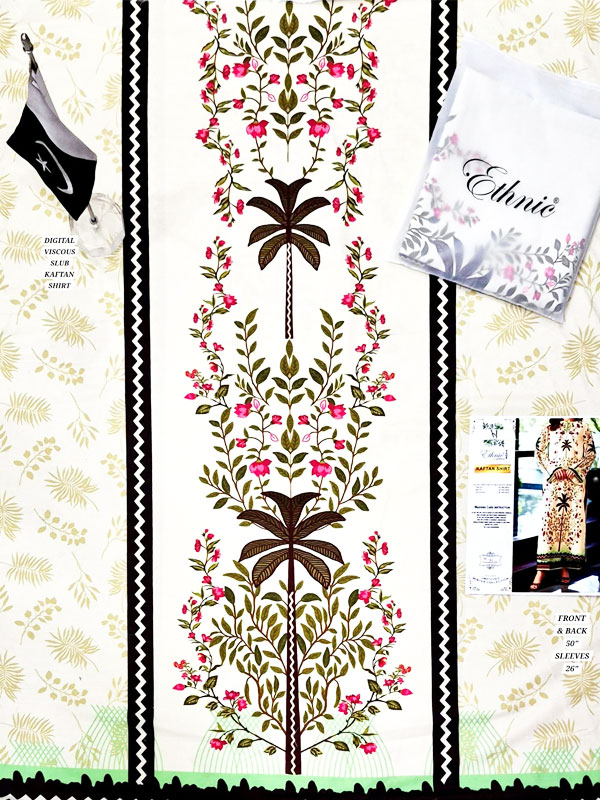 Ethnic Trending Design Viscous Slub Digital Printed Long Kaftan Shirt (Unstitched) (DRL-2489)