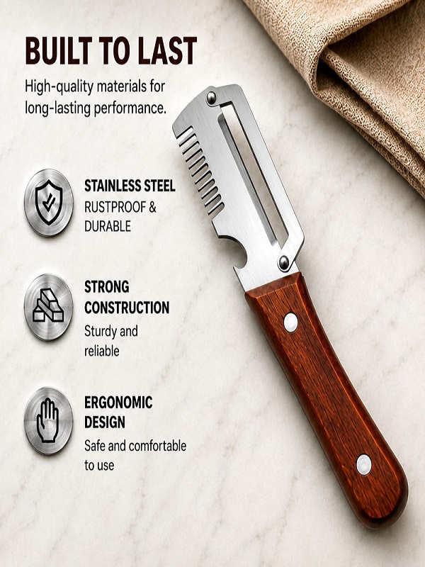 Multifunctional 3 in 1 Stainless Steel Vegetable Peeler – Blade, Scaler & Bottle Opener