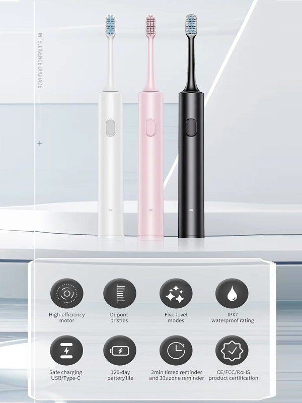 X-3 Sonic Electric Toothbrush Rechargeable – 6 Mode Smart Timer, IPX7 Waterproof