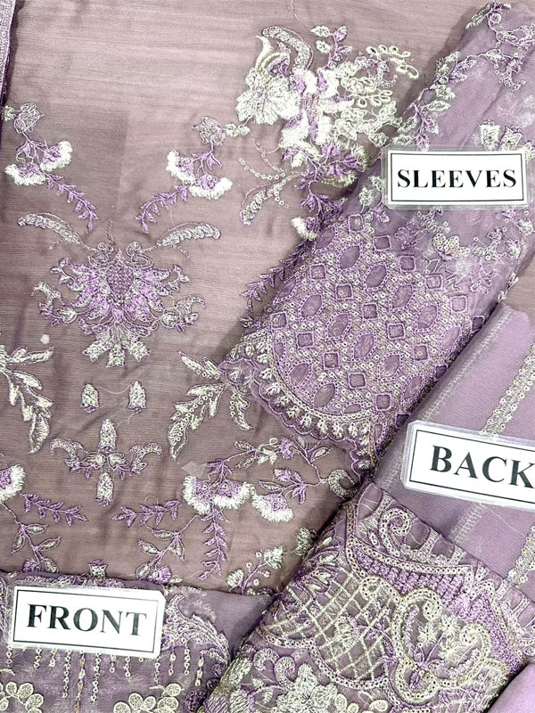 Elegant Chiffon Heavy Wedding Dress With Chiffon Embroidery Dupatta With 4 Embroidery Bunches  (Unstitched) (CHI-1134)